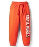 Pine Kids Cotton Knit Full Length Lounge Pant With Text Print - Red