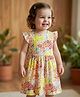 Babyoye 100% Cotton Knit Frill Sleeves Frock With Floral Print - White