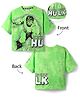 Pine Kids Marvel Terry Knit Half Sleeves Oversize And Drop Shoulder T-Shirt With Front And Back Avenger Hulk Graphics And Badge Detailing - Light Green