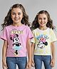 PINE KIDS DISNEY GIRLS HALF SLEEVE OVERSIZE T-SHIRT WITH MINNIE MOUSE FAMILY GRAPHIC PACK OF 2