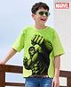 Pine Kids Marvel Single Jersey Knit Half Sleeves Drop Shoulder T-Shirt With Avengers Graphic - Limegreen