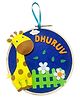 Li'll Pumpkins Giraffe Theme Personalized Felt Hoop Name Alphabet Hanging for Kids Name Plaque - Blue