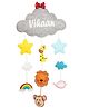Lill Pumpkins Jungle Theme Cloud and Stars Personalised Felt Name Alphabet Hanging for Kids Name Plaque - Multi Color