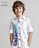 Arias Cotton Woven Full Sleeves Shirt With Digital Text & Ship Print at Front & Back - White