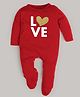 FFlirtygo  Valentine Day Theme Cotton Full Sleeves Love Printed Romper - Red