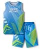 Pine Active Knit Sleeveless Printed Basketball T-Shirt & Shorts Set - Blue