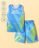 Pine Active Knit Sleeveless Printed Basketball T-Shirt & Shorts Set - Blue
