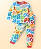 Babyhug Cotton Knit Full Sleeves Co-rds Night Suit with Text Print - Blue