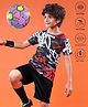 Pine Active Knit Half Sleeves Printed T-Shirt & Shorts - Black