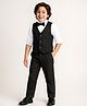 Pine Kids Knit Full Sleeves Solid Color 3 Piece Party Suit with Bow - Black