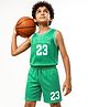 Pine Active Knit Sleeveless Number Printed Basketball T-Shirt & Shorts Set - Green