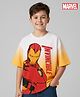 Pine Kids Marvel Terry Knit Half Sleeves Oversized Drop Shoulder Ombre Effect T-Shirt With Avengers Iron Man Graphics -Yellow & White