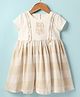 ORRIGANY Cotton Knit Half Sleeves Checked Frock with Text Print - Beige