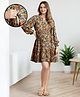 MomToBe Rayon Full Puffed Sleeves Floral Printed Maternity Dress With Nursing Access - Multi Colour