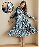 MomToBe Rayon Full Puffed Sleeves Floral Printed Maternity Dress With Nursing Access - Multi Colour