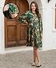 MomToBe Rayon Full Sleeves Floral Printed Maternity Dress With Nursing Access - Castleton Green