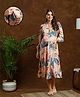 MomToBe Rayon Full Puffed Sleeves Floral Printed Maternity Dress With Nursing Access - Multi Colour