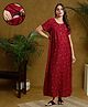 MomToBe Half Sleeves Floral Printed Maternity Nighty With Concealed Zipper Nursing Access - Scarlet Red
