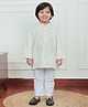 Polka Tots Cotton Full Sleeves Lace Embellished Kurta Pyjama Set - Yellow