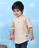 Polka Tots Cotton Half Sleeves Solid Kurta - Cream