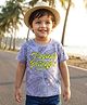 Babyhug Cotton Knit Half Sleeves T-Shirt With Tropical Paradise Text Print - Light Blue