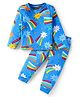 Babyhug Cotton Knit Full Sleeves Night Suit with Rainbow Theme Print - Blue