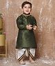 AJ Dezines Cotton Blend Full Sleeves Placket Lace Embellished Dhoti Kurta Set - Green