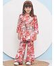 AJ Dezines Cotton Full Sleeves Floral Printed Coordinating Jacket & Pant With Inner Top  Set - Orange