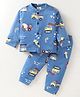 Mom's pet Fleece Full Sleeves Vehicles Printed Coordinating Shirt & Pant Set - Blue