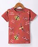Doreme Single Jersey Knit Half Sleeves Pilot School  Peinted T-Shirt - Rust Orange