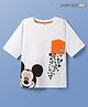 Pine Kids Marvel Terry Knit Half Sleeves Oversize And Drop Shoulder T-Shirt With Mickey Mouse Graphics And Reversible Pocket Detailing - White