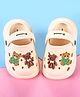Cute Walk by Babyhug Back Strap Closure Clogs with Bear Applique - Off White