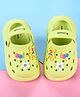 Cute Walk by Babyhug Back Strap Closure Clogs with Floral Bear & Balloon Applique - Light Green