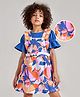 Ollington St. Cotton Half Sleeves Top  & Tropical Theme Printed Knit Pinafore - Blue & Multicolor