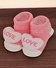 Yellow Bee Cotton Heart 3D Applique Detailed Socks - Pink