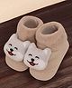 Yellow Bee Cotton Kitty Applique Solid Socks - Beige