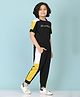 SMART RAHO Cotton Half Sleeves Brand Name Text Printed Colour Blocked Tee With Coordinating Track Pant Set - Yellow