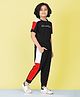 SMART RAHO Cotton Half Sleeves Brand Name Text Printed Colour Blocked Tee With Coordinating Track Pant Set - Red