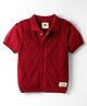 Yellow Apple Cotton Knit Half Sleeves Solid Color Shirt - Maroon