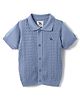 Yellow Apple Cotton Knitted Half Sleeves  Shirt with Cable Knit Design - Sky Blue
