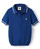 Yellow Apple Cotton Knit Half Sleeves Textured Polo T-Shirt with Brand Logo Embroidery - Royal Blue