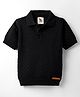 Yellow Apple Cotton Knit Half Sleeves Textured Polo T-Shirt with Brand  Badge - Black