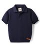 Yellow Apple Cotton Knit Half Sleeves Textured Polo T-Shirt with Brand  Badge - Navy Blue