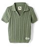 Yellow Apple Cotton Knit Half Sleeves Solid Color Polo T-Shirt - Olive Green