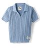 Yellow Apple Cotton Knit Half Sleeves Solid Color Polo T-Shirt - Light Blue