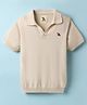 Yellow Apple Cotton Knit Half Sleeves Solid Color Polo T-Shirt - White