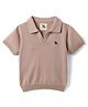 Yellow Apple Cotton Knit Half Sleeves Solid Color Polo T-Shirt - Tan