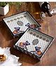 Duli Set of 2 Square Enamel Coated Multipurpose Serving Trays for Home and Dining Table