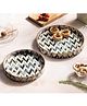 Duli Set of 2 Round Enamel Coated Multipurpose Serving Trays for Home and Dining Table
