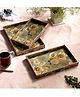 DULI Set of 3 Rectangle Enamel Coated Multipurpose Serving Trays for Home and Dining Table